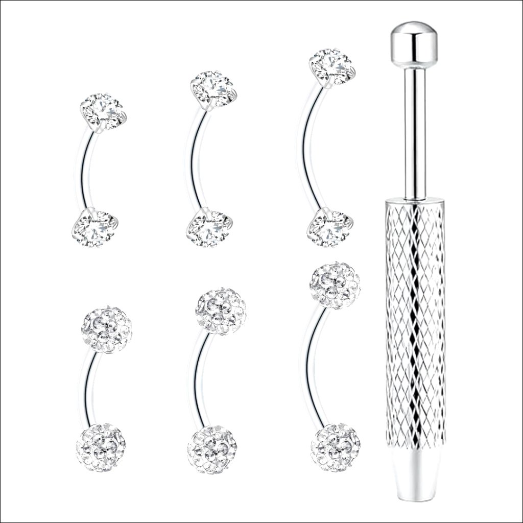 Surgical Steel 16g Curved Barbell Piercing Jewelry 6mm 8mm 10mm